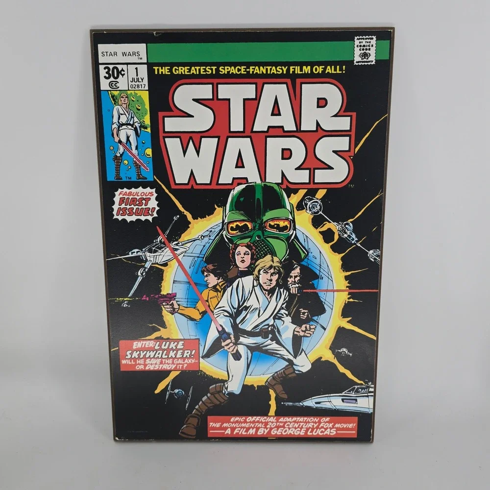Star Wars #1 Comic Cover Wood Wall‎ Plaque Art Silver Buffalo 13x19